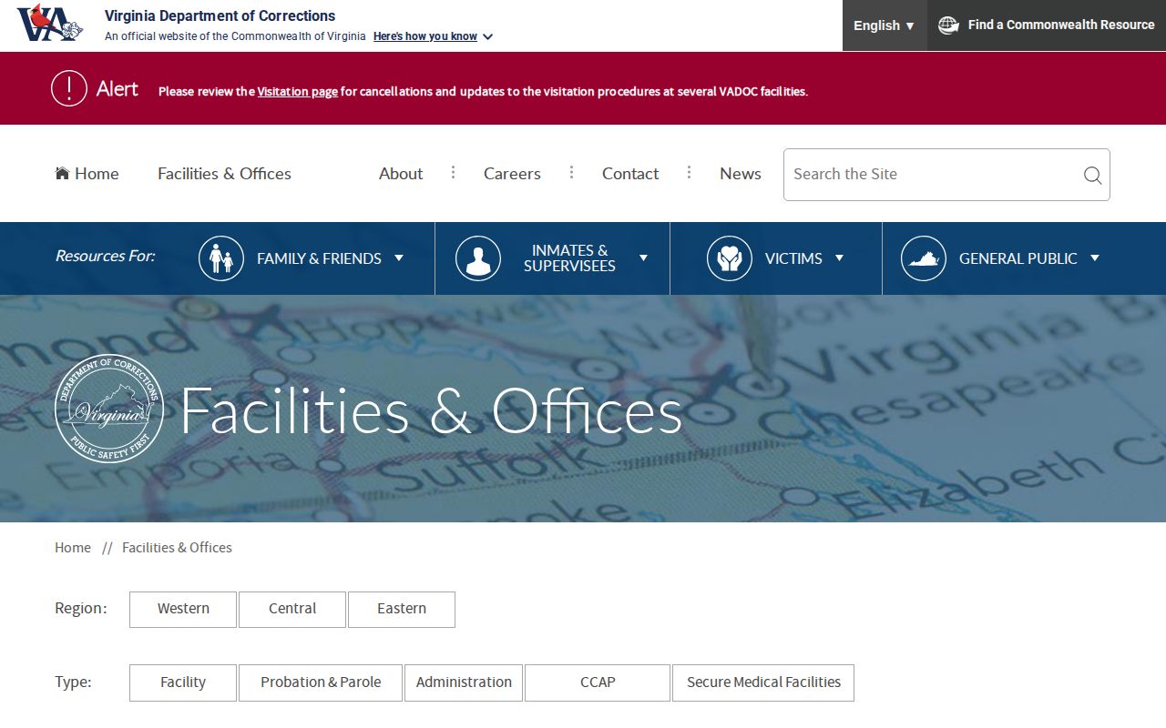 Virginia Correctional Center for Women release and VADOC office listing
